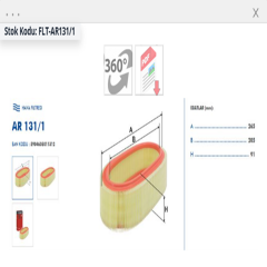 7701070525 Symbol Thalia 1.4 Hava Filtresi Filtron A131/1
