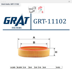 7701070525 Symbol Thalia 1.4 Hava Filtresi GRAT 11102