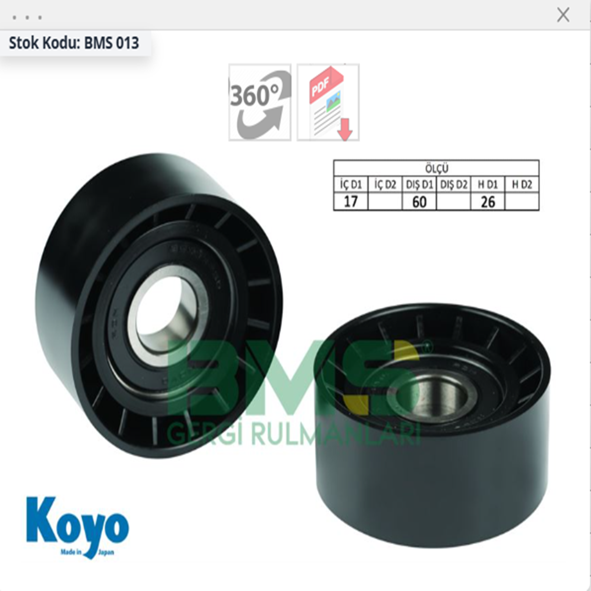 8200104754 Symbol Thalia 1.4 Alternatör Gergi Rulmanı Bms 013