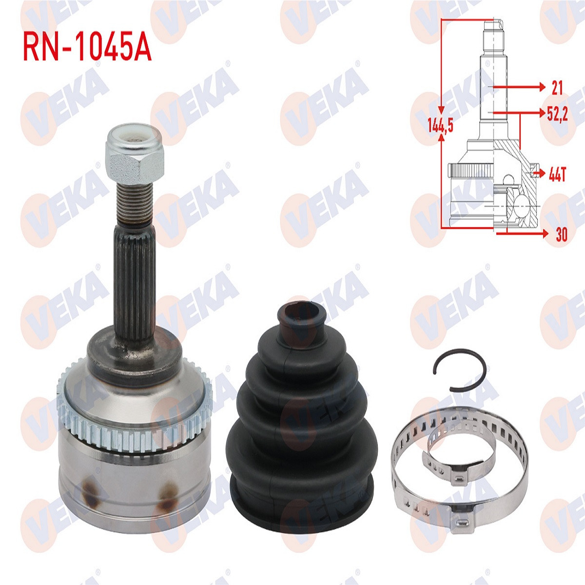 RN1045A Aks Kafası 31x30x52, 44 Diş Abs'li Uzunluk 144,5mm Veka