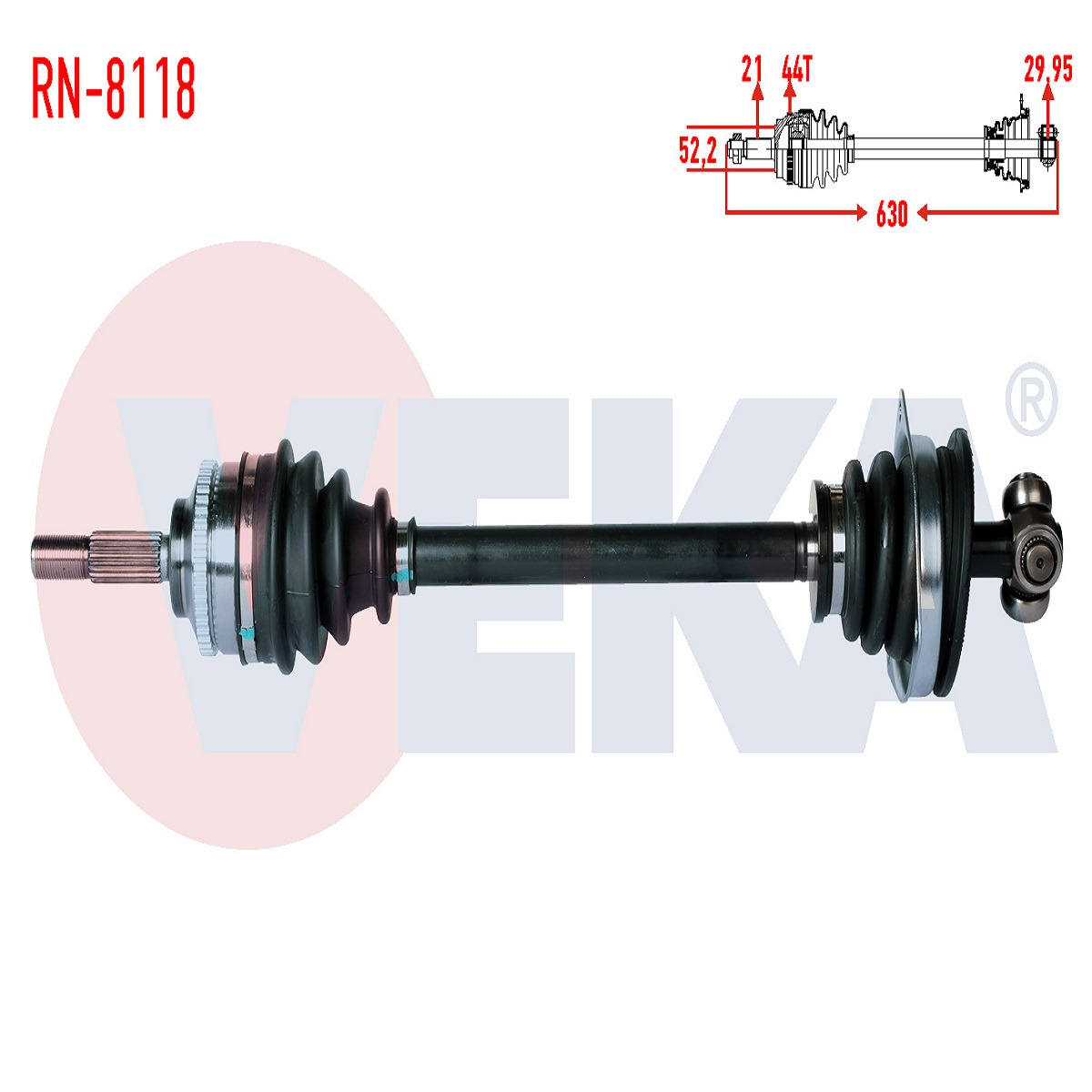 8200571876 Aks Sol 44 Diş Abs'li Uzunluk 630mm Yaylı Tip Veka RN8118